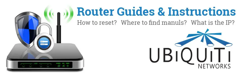 Image of a Ubiquiti router with 'Router Reset Instructions'-text and the Ubiquiti logo