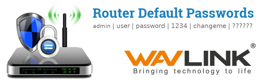 Image of a Wavlink router with 'Router Default Passwords' text and the Wavlink logo