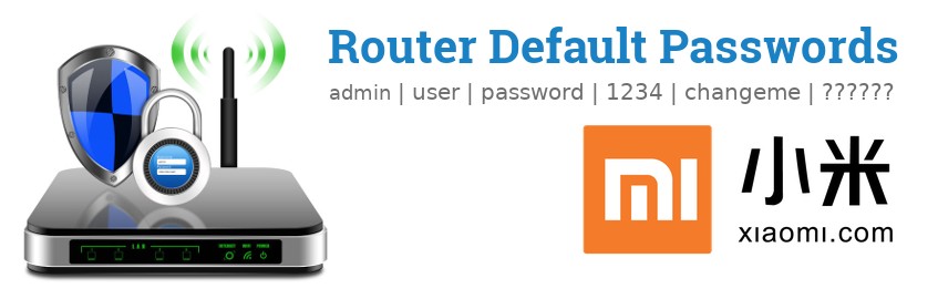 Image of a Xiaomi router with 'Router Default Passwords' text and the Xiaomi logo