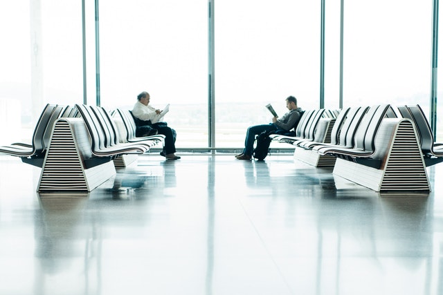 men at an airport