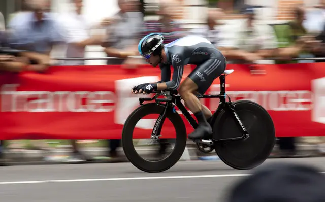 A fast cyclist during an actual race