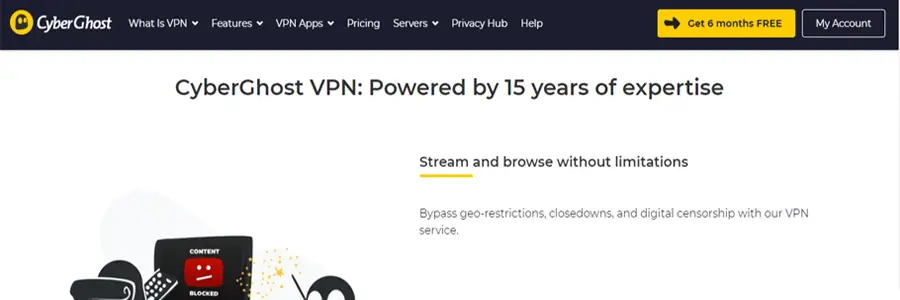 CyberGhostVPN Main Page