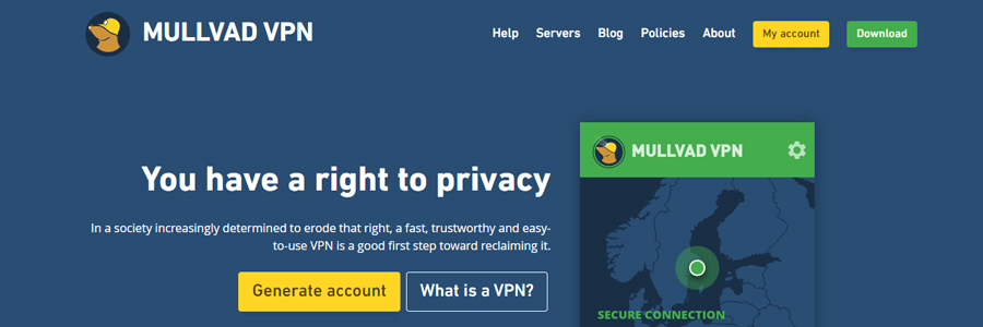 Mullvad VPN Main Page