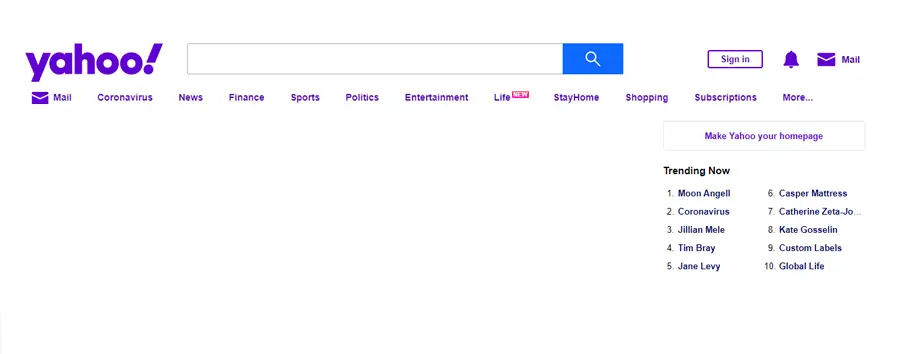 Yahoo's main page.