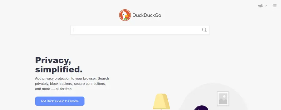 DuckduckGo's main page.
