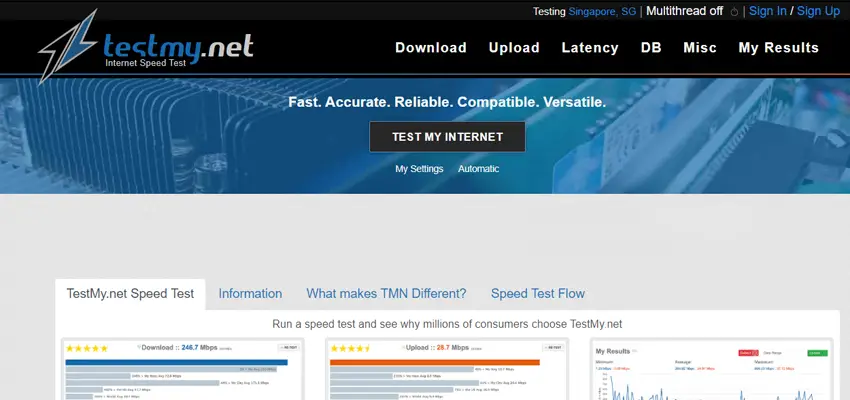 Speed Test testmy.net