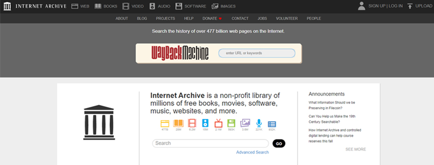 The internet archive search